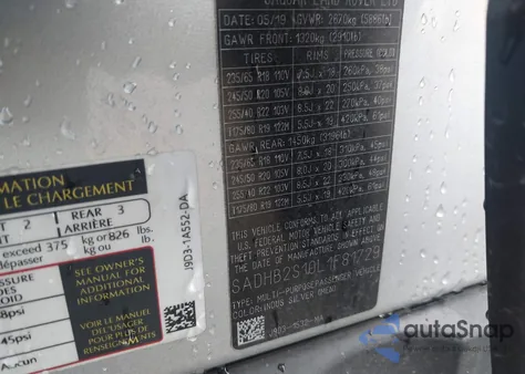 2020 Jaguar I-Pace S Ev400 Awd Automatic из США, поврежденный, VIN SADHB2S10L1F81729